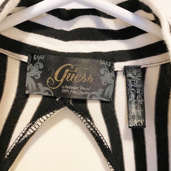 Guess Blk Wht Stripe Tunic Bodycon Dress Mini XS - Picture 5 of 6